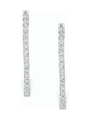 The Diamond Store 9K White Gold 30mm Diamond Hoop Earrings - Image 3 of 6