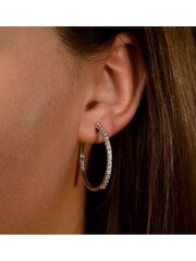 The Diamond Store 9K White Gold 30mm Diamond Hoop Earrings - Image 5 of 6