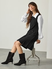 Black Pinafore Layered Knitted Dress - Image 2 of 7