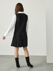 Black Pinafore Layered Knitted Dress - Image 3 of 7