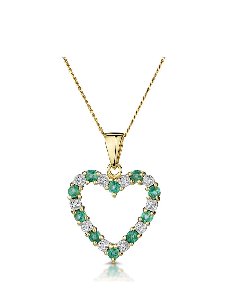 The Diamond Store Natural 0.54CT And Diamond Heart Pendant Necklace in 9K Yellow Gold - Image 1 of 4