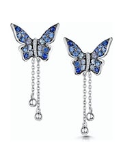 The Diamond Store Blue Stellato Collection Sapphire Butterfly Diamond Earrings 9K White Gold Tone - Image 1 of 5