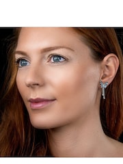 The Diamond Store Blue Stellato Collection Sapphire Butterfly Diamond Earrings 9K White Gold Tone - Image 4 of 5