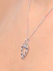 The Diamond Store Sapphire And Diamond 9K White Gold Heart Pendant Necklace - Image 4 of 4