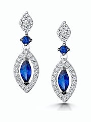 The Diamond Store Blue Stellato Collection Sapphire and Diamond Earrings 0.18ct 9K White Gold Tone - Image 1 of 4