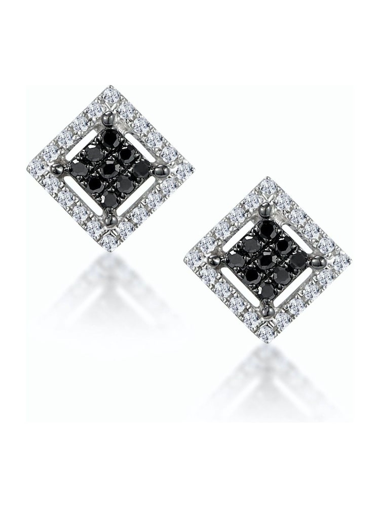The Diamond Store Black Diamond and Diamond Squares Earrings in 9K WG - Image 1 of 5 The Diamond Store Black Diamond and Diamond Squares Earrings in 9K WG - Image 1 of 5