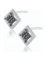 The Diamond Store Black Diamond and Diamond Squares Earrings in 9K WG - Image 3 of 5