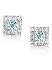 The Diamond Store 9K White Gold Aquamarine 1.90ct And Diamond Earrings - Image 1 of 6