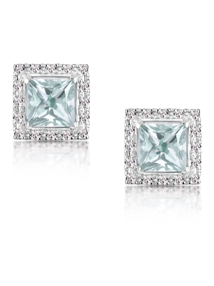 The Diamond Store 9K White Gold Aquamarine 1.90ct And Diamond Earrings - Image 1 of 6
