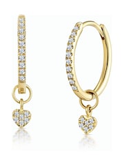 The Diamond Store 9K Yellow Gold Stellato 0.11ct Diamond Encrusted Hoop Heart Earrings - Image 1 of 3