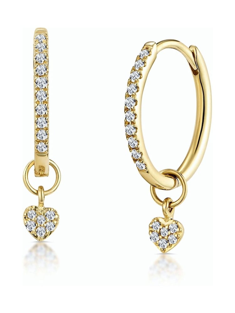 The Diamond Store 9K Yellow Gold Stellato 0.11ct Diamond Encrusted Hoop Heart Earrings - Image 1 of 3