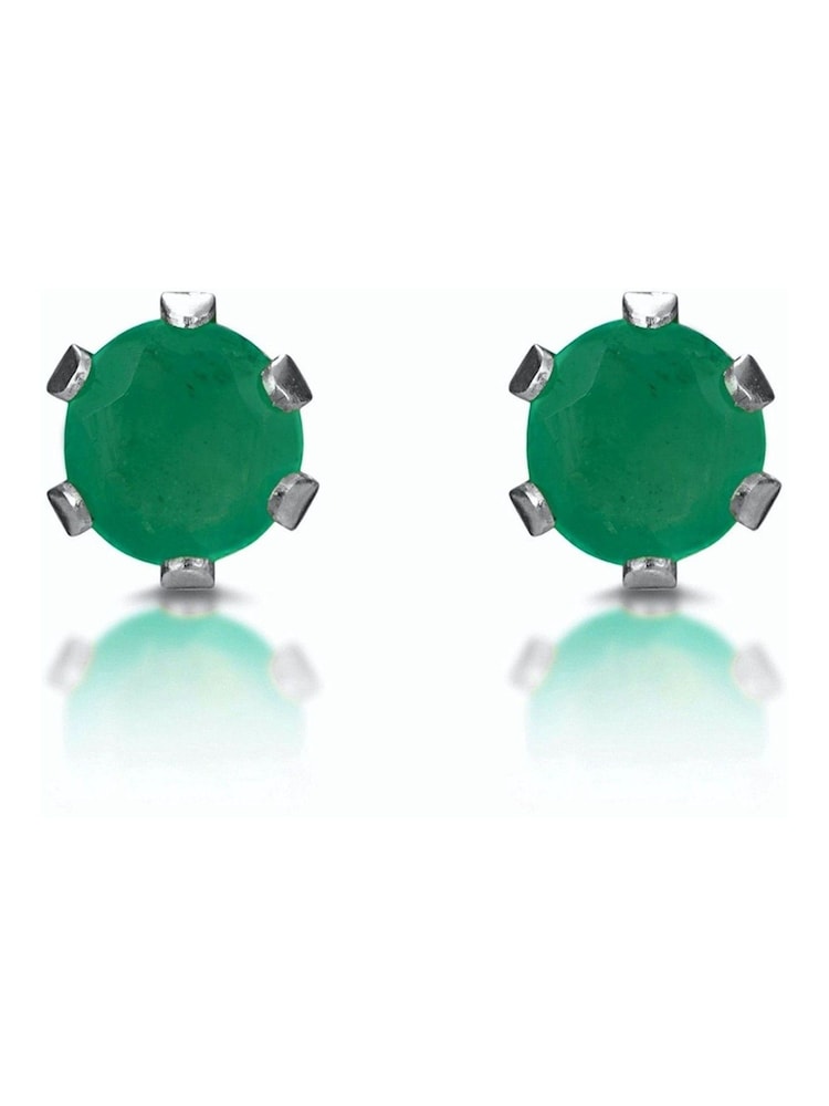 The Diamond Store 9K White Gold Emerald Studded 3 x 3mm Earrings - Image 1 of 4 The Diamond Store 9K White Gold Emerald Studded 3 x 3mm Earrings - Image 1 of 4