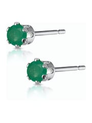 The Diamond Store 9K White Gold Emerald Studded 3 x 3mm Earrings - Image 3 of 4