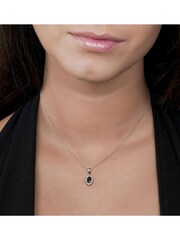 The Diamond Store 9K White Gold 6 x 4mm Sapphire And Diamond Pendant Necklace - Image 4 of 5