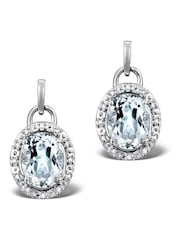 The Diamond Store Blue Aquamarine 3.69CT And Diamond 9K White Gold Tone Earrings - Image 1 of 5
