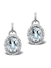 The Diamond Store Blue Aquamarine 3.69CT And Diamond 9K White Gold Tone Earrings - Image 2 of 5