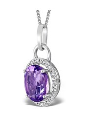 The Diamond Store 9K White Gold 2.34ct Purple Amethyst And Diamond Pendant Necklace - Image 3 of 5
