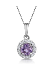 The Diamond Store 9K White Gold 0.33ct Amethyst and Diamond Stellato Necklace - Image 1 of 4