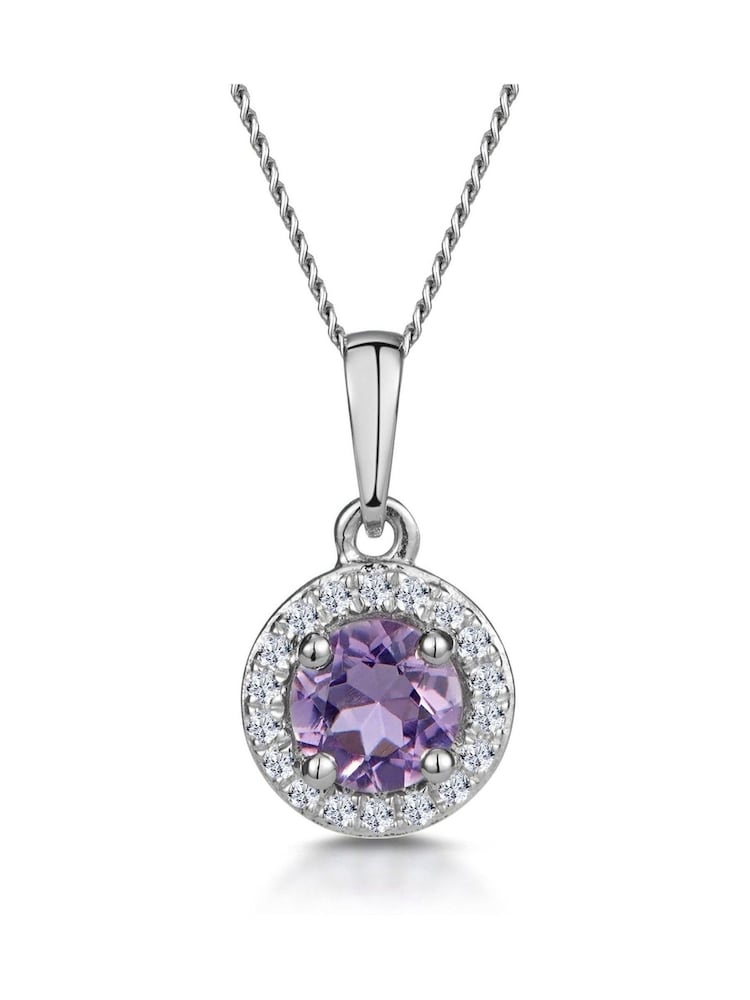 The Diamond Store 9K White Gold 0.33ct Amethyst and Diamond Stellato Necklace - Image 1 of 4