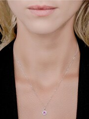 The Diamond Store 9K White Gold 0.33ct Amethyst and Diamond Stellato Necklace - Image 3 of 4