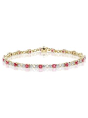 The Diamond Store Red 9K Gold Diamond and Ruby Claw Set Link Bracelet - Image 1 of 3