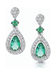 The Diamond Store Green Stellato Collection Emerald and Diamond Earrings 0.18ct 9K White Gold Tone - Image 1 of 5