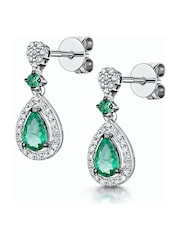 The Diamond Store Green Stellato Collection Emerald and Diamond Earrings 0.18ct 9K White Gold Tone - Image 3 of 5