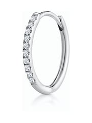 The Diamond Store 9K White Gold Single Stellato 0.09ct Diamond Hoop Earring - Image 1 of 4