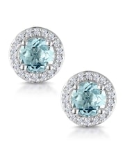 The Diamond Store 9K White Gold 0.69ct Aquamarine and Diamond Halo Stellato Earrings - Image 1 of 4