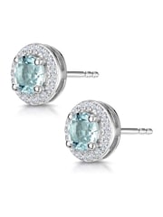 The Diamond Store 9K White Gold 0.69ct Aquamarine and Diamond Halo Stellato Earrings - Image 3 of 4
