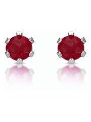 The Diamond Store 9K White Gold 3 x 3mm Ruby Stud Earrings - Image 1 of 4