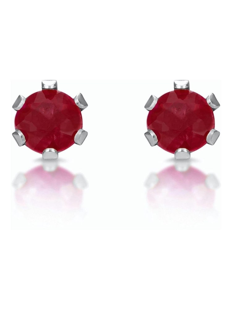 The Diamond Store 9K White Gold 3 x 3mm Ruby Stud Earrings - Image 1 of 4