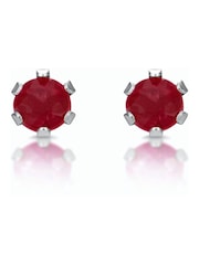 The Diamond Store 9K White Gold 3 x 3mm Ruby Stud Earrings - Image 2 of 4