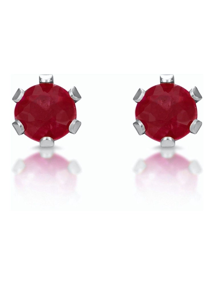 The Diamond Store 9K White Gold 3 x 3mm Ruby Stud Earrings - Image 2 of 4