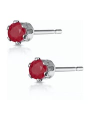 The Diamond Store 9K White Gold 3 x 3mm Ruby Stud Earrings - Image 3 of 4