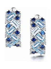The Diamond Store Blue Topaz Sapphire and Diamond Stellato Earrings in 9K White Gold Tone - Image 1 of 6