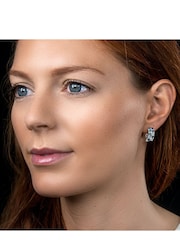 The Diamond Store Blue Topaz Sapphire and Diamond Stellato Earrings in 9K White Gold Tone - Image 3 of 6
