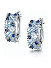 The Diamond Store Blue Topaz Sapphire and Diamond Stellato Earrings in 9K White Gold Tone - Image 4 of 6