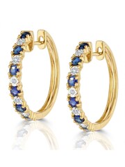 The Diamond Store Blue 9K Gold Tone Sapphire 0.71ct and Diamond Hoop Earrings - Image 3 of 4