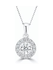 The Diamond Store 9K White Gold 0.50ct H/Si Lab Diamond Halo Pendant Necklace - Image 1 of 4