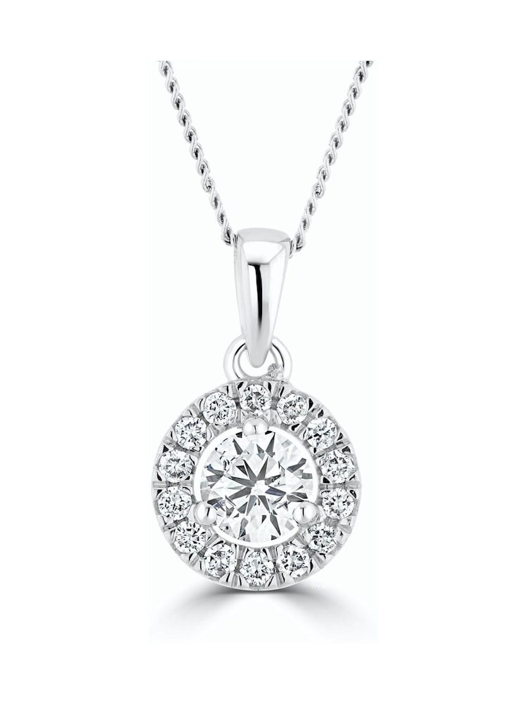 The Diamond Store 9K White Gold 0.50ct H/Si Lab Diamond Halo Pendant Necklace - Image 1 of 4
