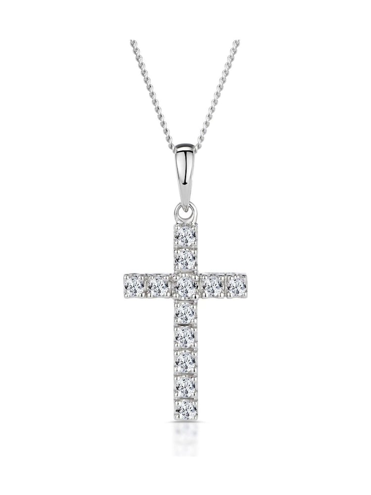 The Diamond Store White 0.22CT Cross Pendant Necklace in 9KGold - Image 1 of 3