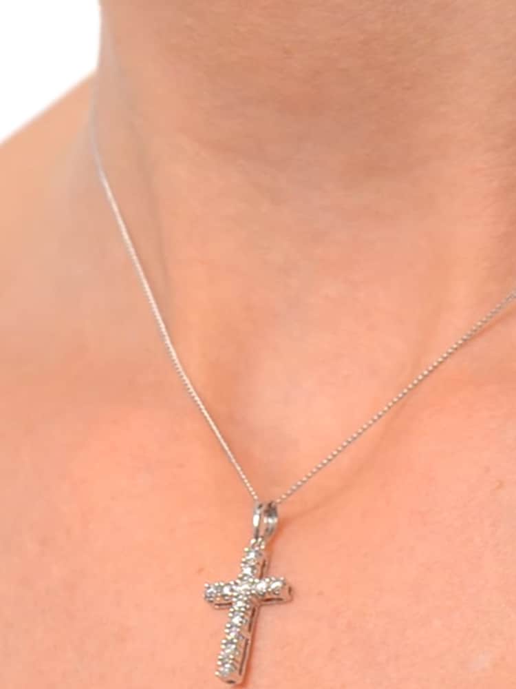 The Diamond Store White 0.22CT Cross Pendant Necklace in 9KGold - Image 3 of 3