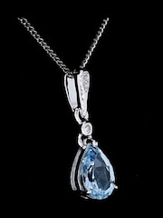 The Diamond Store 9K White Gold Blue Topaz Stellato Collection Diamond Necklace - Image 3 of 4