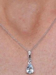 The Diamond Store 9K White Gold Blue Topaz Stellato Collection Diamond Necklace - Image 4 of 4