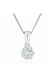 The Diamond Store 9K White Gold 0.25ct H/Si Lab Diamond Cluster Pendant Necklace - Image 1 of 5