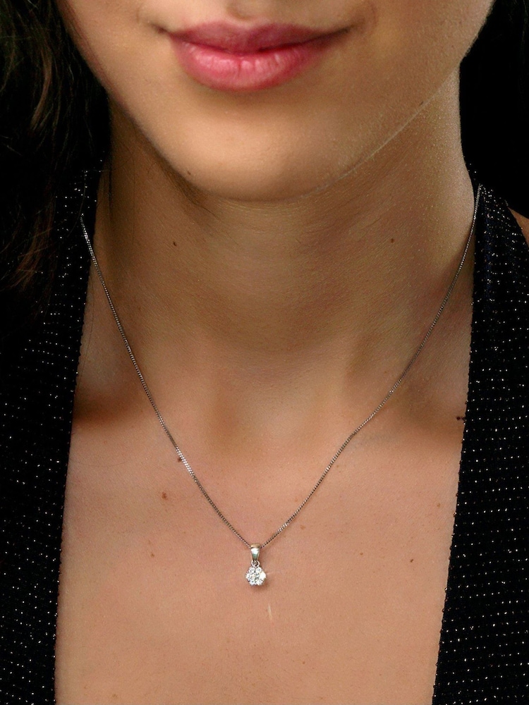 The Diamond Store 9K White Gold 0.25ct H/Si Lab Diamond Cluster Pendant Necklace - Image 5 of 5