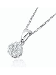 The Diamond Store 9K White Gold 0.25ct H/Si Lab Diamond Cluster Pendant Necklace - Image 5 of 5