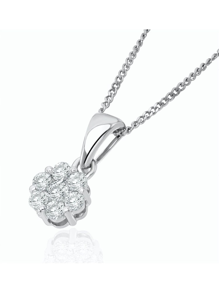 The Diamond Store 9K White Gold 0.25ct H/Si Lab Diamond Cluster Pendant Necklace - Image 5 of 5 The Diamond Store 9K White Gold 0.25ct H/Si Lab Diamond Cluster Pendant Necklace - Image 5 of 5