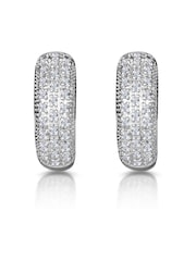 The Diamond Store 925 Silver Lab Diamond Pave 0.33ct Huggie Earrings - Image 1 of 5